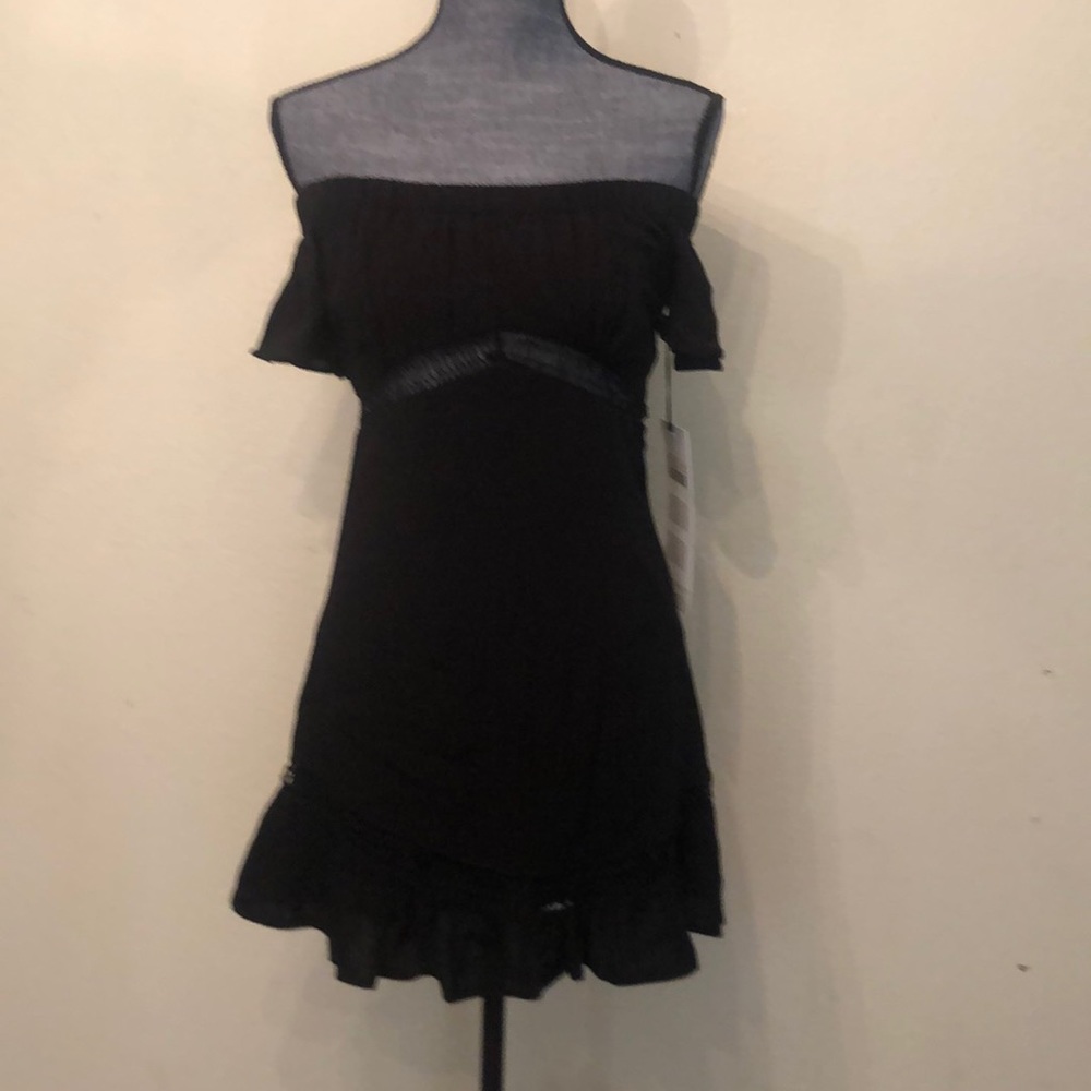 Off shoulder black mini dress